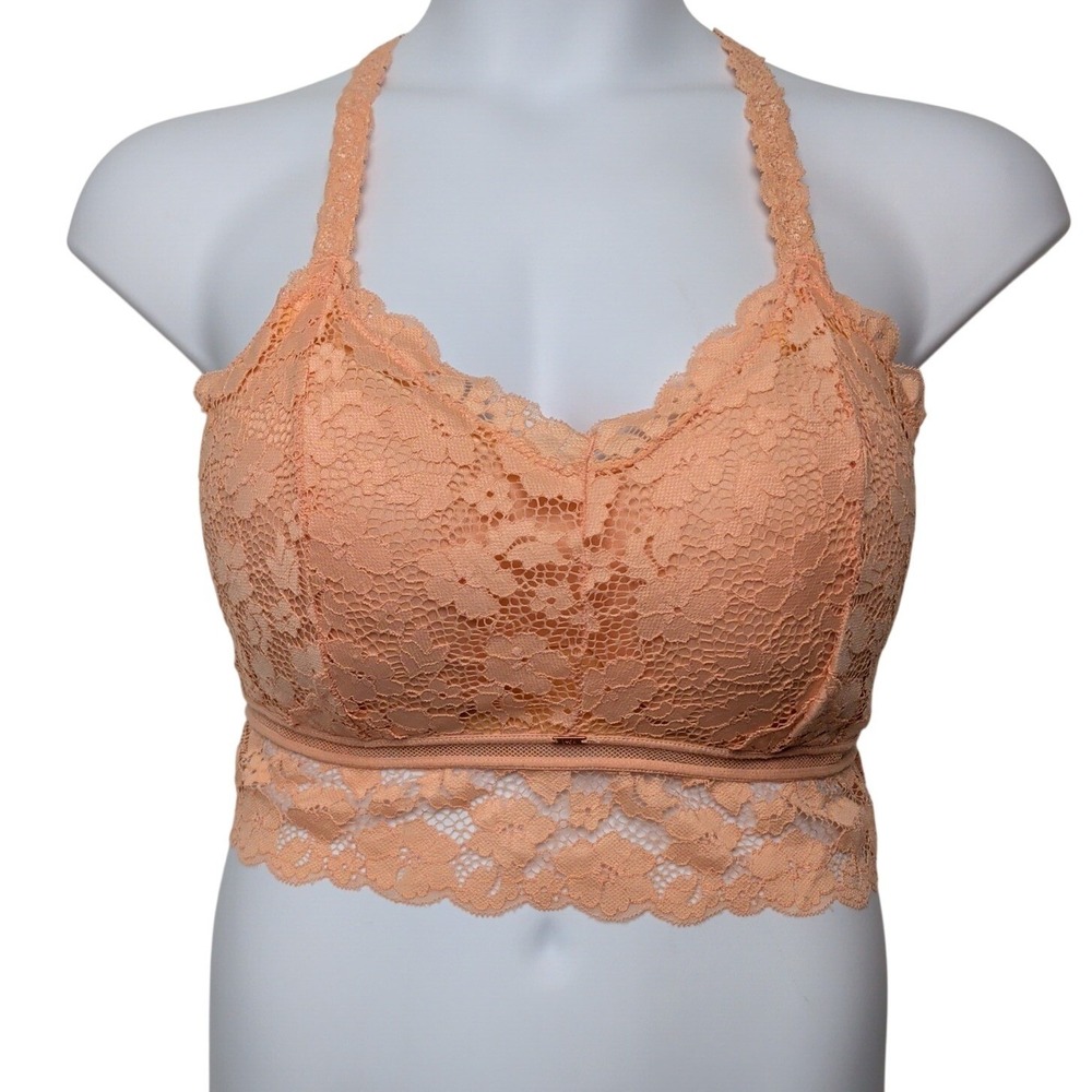 Jady K Natalie Lace Racerback Padded Bralette Size 1X 2X Orange